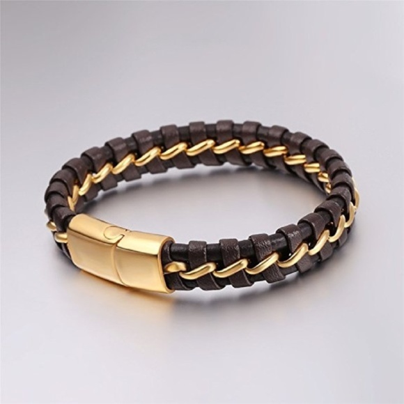 Mens "Anthony" Genuine Leather Bracelet - Picture 3 of 4